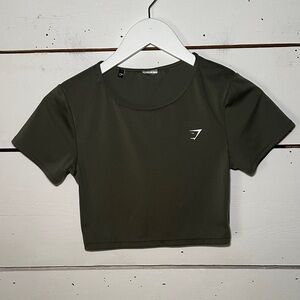 Gymshark Womens Short Sleeve Dark Green Crop Top